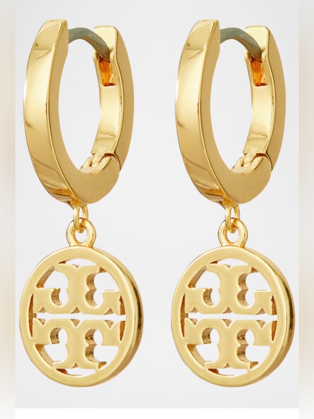 NWT Tory Burch Miller Dangle Huggie Hoop Earrings Gold